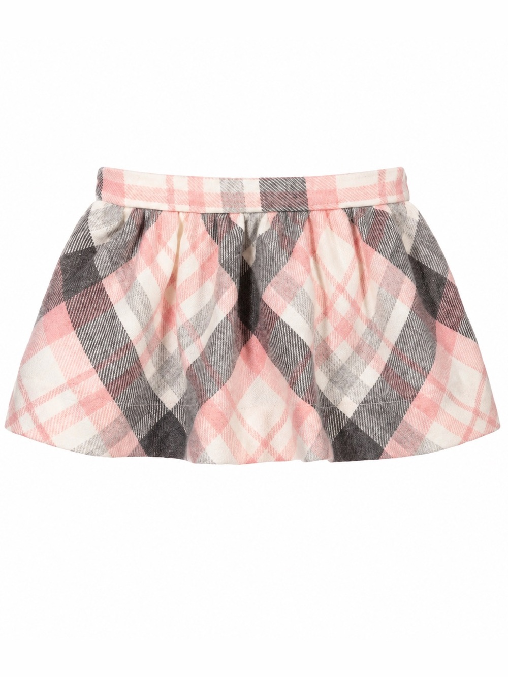 Mayoral Pink Gray and White Plaid Skirt